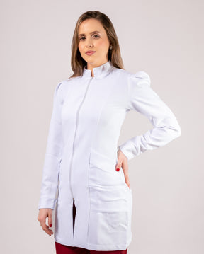 Jaleco Turquesa Feminino - Branco