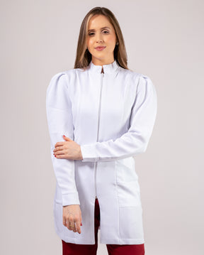 Jaleco Turquesa Feminino - Branco